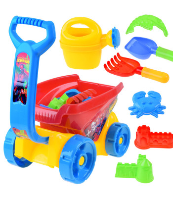 Plastmasas ratiņu komplekts smilšu kastei ar formiņām, grābekli un lejkannu ZA3117