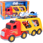 Liela kravas automašīna ar platformu, lidmašīnas un helikopters ar skaņām ZA3359