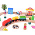 Liela koka vilciena komplekts ar bateriju lokomotīvi, figūriņām, 80 elementi