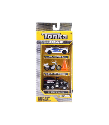 Hasbro TONKA policijas transportlīdzekļu komplekts ar metāla automašīnām un konusiem ZA3633