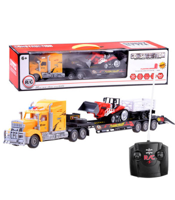 Kravas auto ar platformu + traktors ar piekabi, tālvadības komplekts R/C RC0208