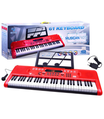 Keyboard ar mikrofonu, sarkans, IN0132, 61 taustiņš