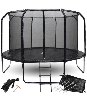 Dārza batuts ar kāpnēm SkyFlyer Black 12FT 366cm