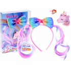 Mirdzoša galvas lente ar ponijiem un loku ZA3795