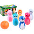 Krāsainas dzīvnieku formas boulinga ratiņi ar grabuļiem - 6 gab.