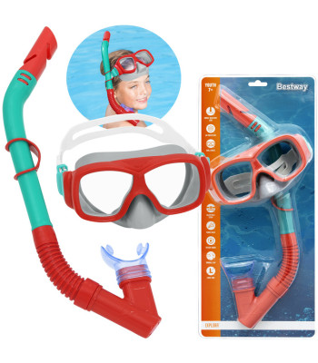 Bestway Hydro Swim niršanas maskas ar caurulīti komplekts, sarkans 7+ 24032
