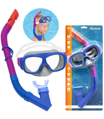Bestway Hydro Swim maska ar snorkeli zilā un rozā krāsā 7+ 24032