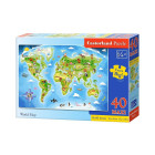 Puzzle 40 gabali MAXI Pasaules Karte