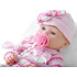 Rozā lelle BĒRNS meitene ar zīdaiņu knupīti uz ķēdītes un segu