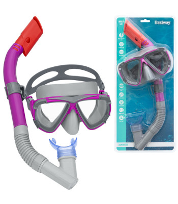 Snorkelēšanas maska ar caurulīti, rozā, Bestway Dominator, 14+, 24029