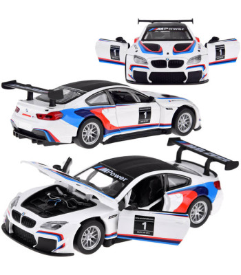 Metāla sporta automašīnas modelis ar gaismas un skaņas efektiem BMW M6 GT3 ZA4613, mērogs 1:32