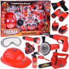 Liels ugunsdzēsēja komplekts ķivere zāģis 13 elementi ugunsdzēsība