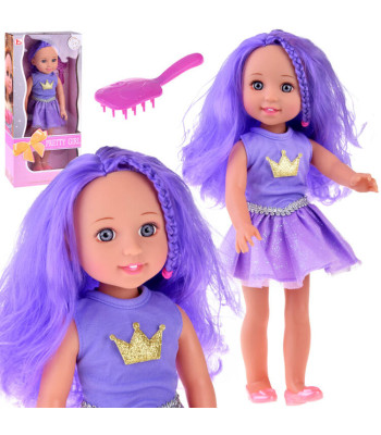 Lelle “Violetā karaliene” ar violetiem matiem ZA4766 38 cm