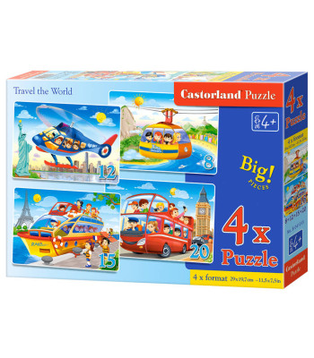 Puzles 4 vienā Travel the World 8,12,15,20 elementi
