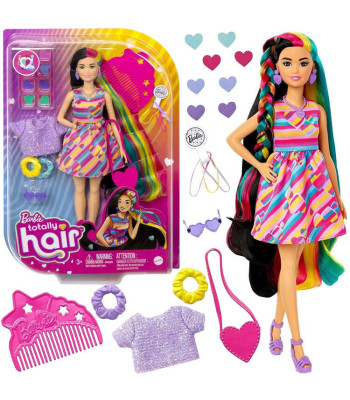 Barbie Totally Hair lelle, krāsaini mati un aksesuāri ar sirsniņām HCM90 ZA5085