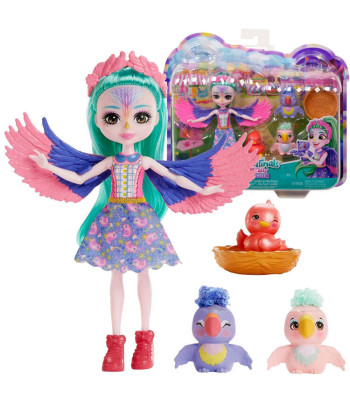 Enchantimals lelle Filia Finch ar papagaili Tropic un viņa ģimeni ZA5089