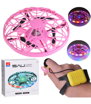Lidojošs disks – drons ar LED apgaismojumu un vadību ar roku RC0653 RO