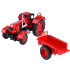 Metāla sarkanais traktors ar piekabi 1:18