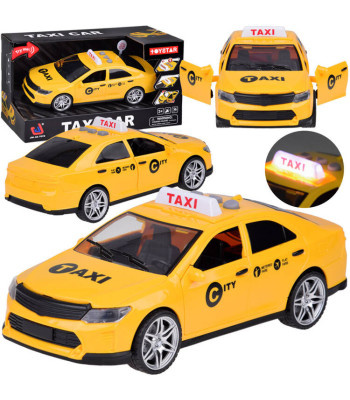 Rotaļu taksometrs Taxi ar skaņu, gaismām un atveramām durvīm ZA5220