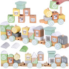 Mētra Koka Vilciens ar Lokomotīvi un Vagoniem