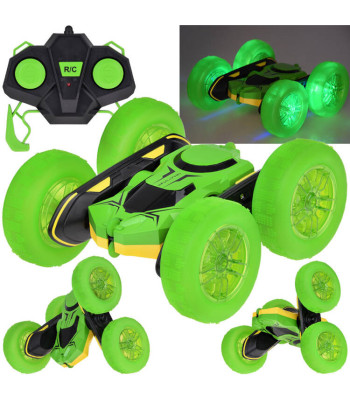 Tālvadības triku auto ar 360° apgriezienu, abpusējs, izgaismoti riteņi STUNT CAR RC0675