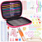 Daudzelementu tamborēšanas komplekts 100 gab. tamboradatas 0,6-6,5 mm ar aksesuāriem un maciņu