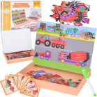 Magnētiskā Tāfele 2 vienā ar Magnētiskām Puzlēm Celtniecības Transportlīdzekļi ZA5352