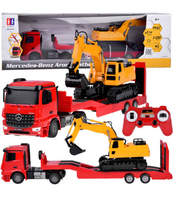 Tālvadības komplekts Mercedes kravas auto ar piekabi un ekskavatoru, 1:26, RC0693