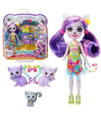 Enchantimals Sunshine Beach Lorinda Lemur leļļu ģimene ZA5440
