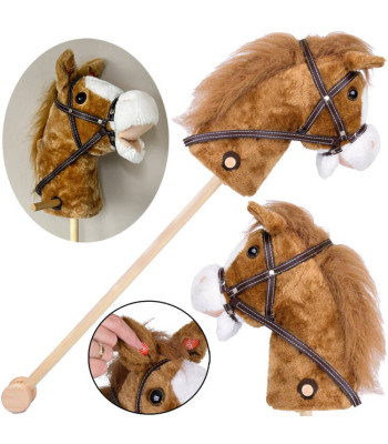 Hobby Horse rotaļlieta — zirgs uz kociņa ar auļošanas un zviegšanas skaņām, kustīgu purnu ZA5442