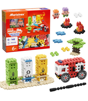 Marioinex Mini Waffle ugunsdzēsēju akcijas konstruktors, 148 detaļas, 2 figūriņas ZA5489