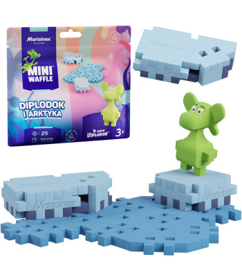 Marioinex Smok Diplodok Arktikā Mini waffle komplekts ar 25 elementiem un figūriņu ZA5497