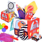 Mīkstā Sensorā Kubs Transportlīdzekļi Kastīte ar Salvetēm Montessori ZA5587