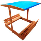 Koka smilšu kaste ar jumtiņu un soliņiem, aizverama SP0837 120x120 cm