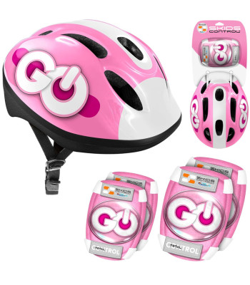 Regulējams bērnu aizsargkomplekts ķivere + ceļgalu un elkoņu aizsargi ROZĀ SP0856