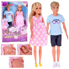 Lelles ģimenes komplekts tētis mammas lelle grūtniece mazulis jaundzimušais