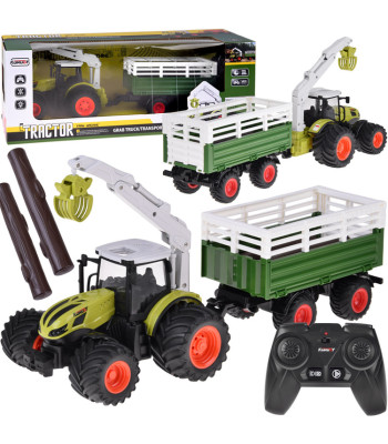 Tālvadības traktors ar piekabi un baļķu satvērēju RC0719