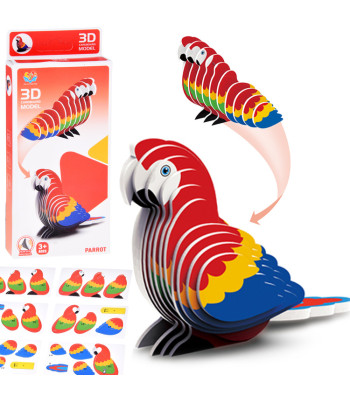 3D kartona puzle – krāsains aras papagaiļa modelis, DIY, 24 elementi ZA5719