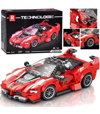 Tehnisko konstruktoru komplekts – sarkans supersporta kabriolets ZA5786, 360-ele