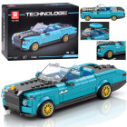 Tehniskās klucīši Retro Auto Zils Kabriolets Zelta Diski 417 Gabali