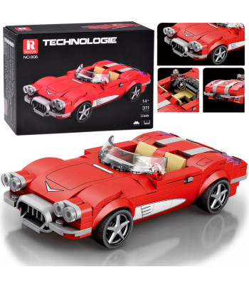 Tehniskie konstruktora kluči retro auto — sarkans kabriolets no 50. gadiem 311-ele ZA5790