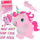 3D kartona puzle – rozā vienradzis, dari pats ZA5809