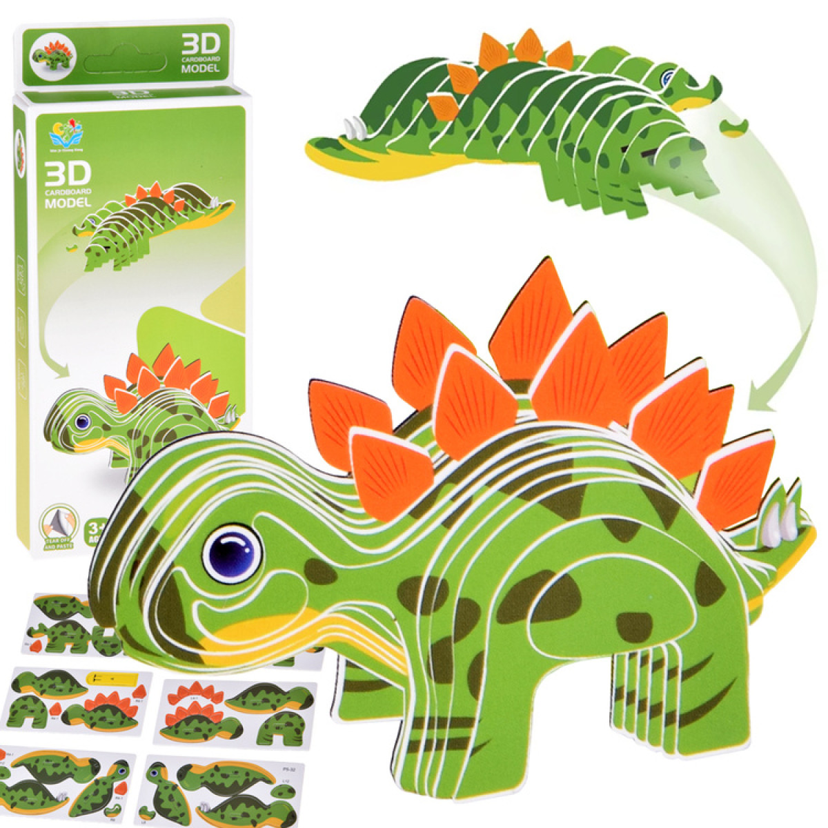 3D Puzzle Kartona Modelis - Dinozaurs Stegosaurus DIY
