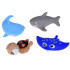 Gumijas vannas rotaļlietas x4 Bruņurupucis Haizivs Vaļa Stari