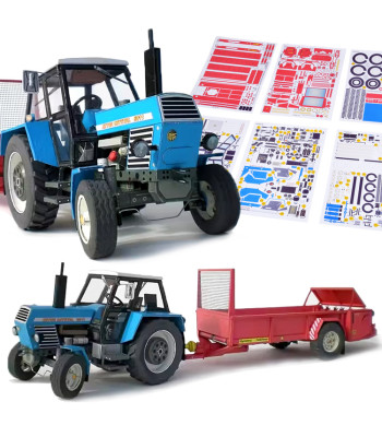 Kolekcionējams līmējams traktora modelis Zetor Crystal 8011 ar RU-5 izkliedētāju, ZA5889, 1:32