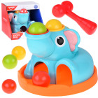 Izglītojoša rotaļlieta Zilonis šķirotājs ar āmuru un bumbiņām