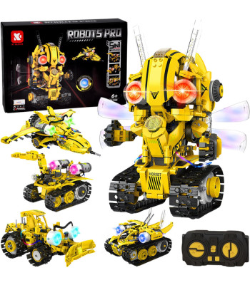 Tehniskie konstruktori Robots Pro 5w1 ar tālvadības pulti un LED gaismām, 673 elementi RC0743