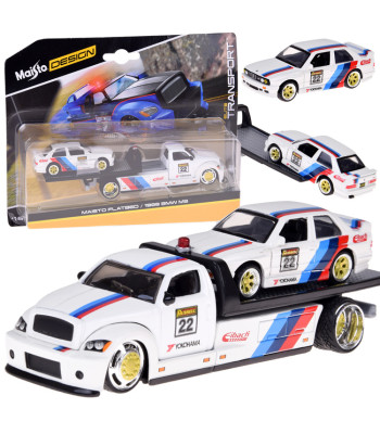 Maisto licencētu metāla automašīnu komplekts Flatbed un BMW M3 1988, 1:64, ZA5958