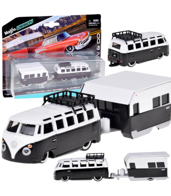 Licencēts Volkswagen Van “Samba” automobilis ar Alameda kempinga piekabi, Maisto ZA5959, 1:64