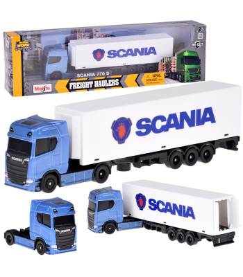 Licencēts Maisto metāla kravas auto ar konteineru puspiekabi SCANIA 770S + ZA5965